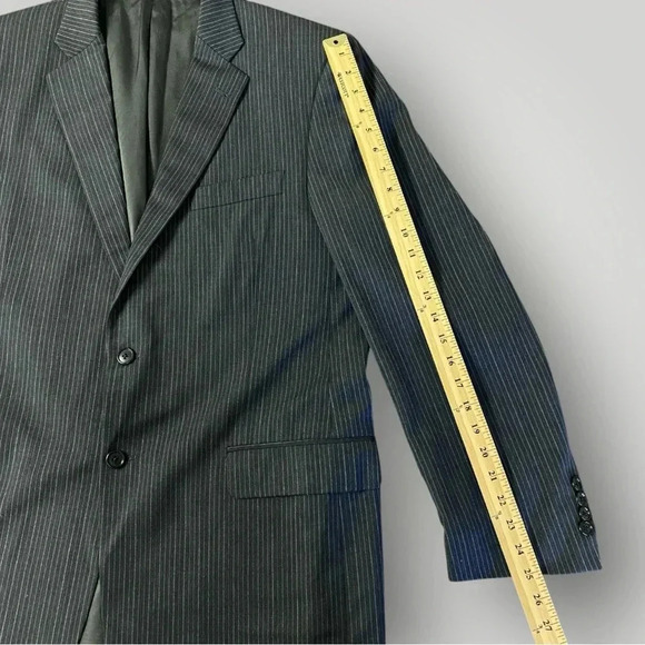 BURBERRY London Blazer Stripe Gray Wool Sz 42L - Picture 11 of 13